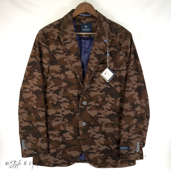 TailorByrd Collection Camo Corduroy Sport Coat Blazer Heritage Size 40R
